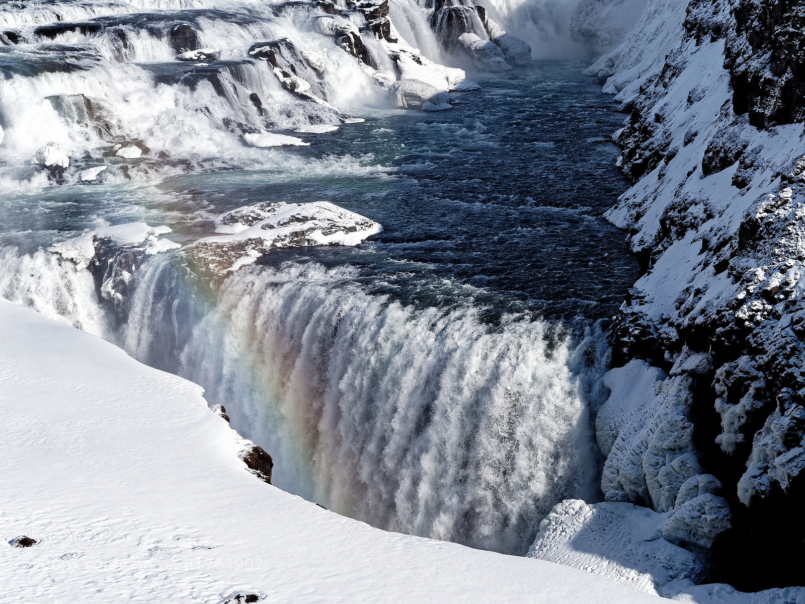 Olympus PEN E-P5 sample photo. Gullfoss in march photography