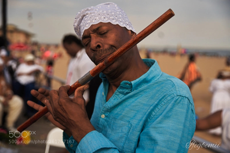 Sony a7 III sample photo. Flautist on the beach photography