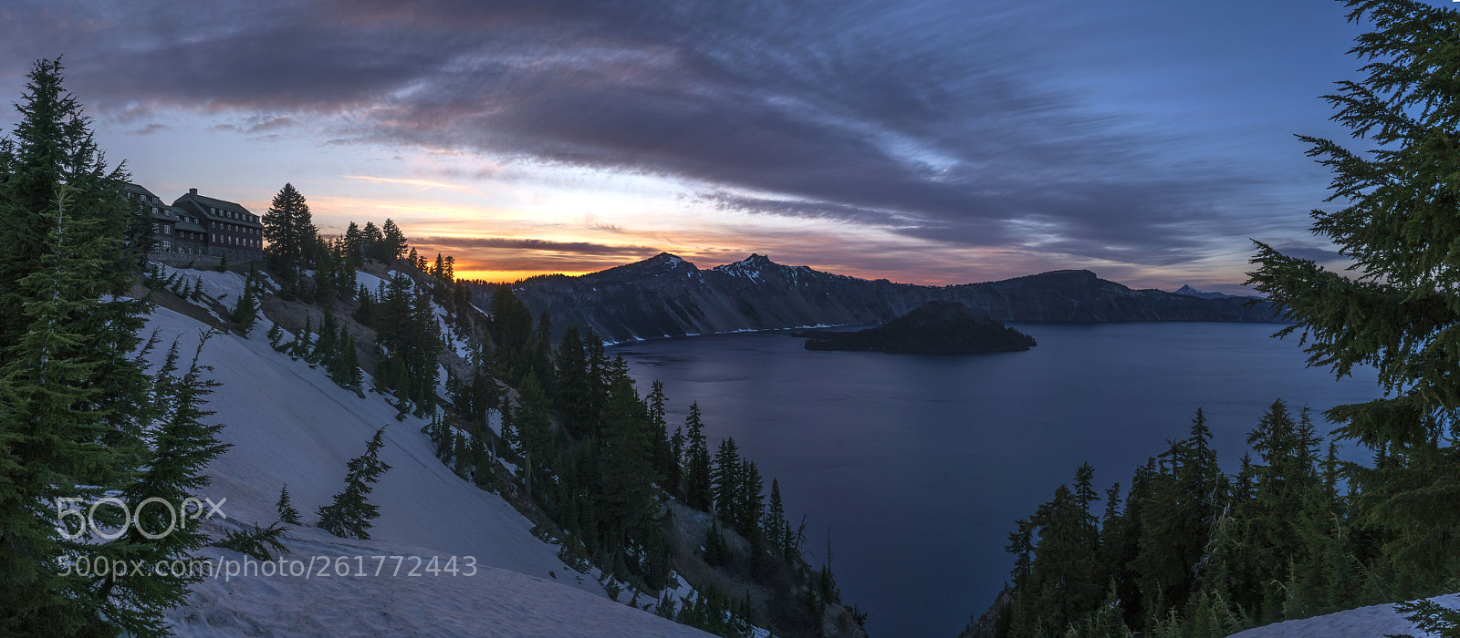 Sony a7R II sample photo. Crater lake sunset panorama photography