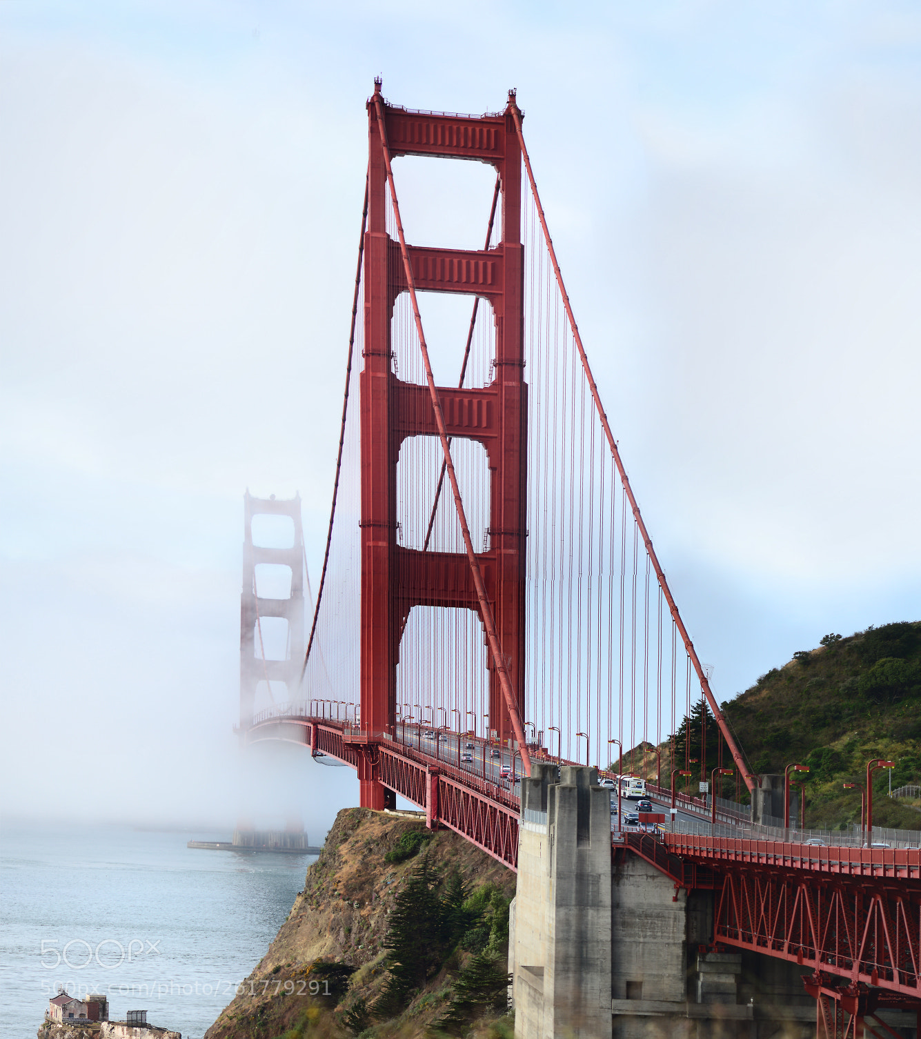 Nikon Df sample photo. Landmark bridge morning fog photography