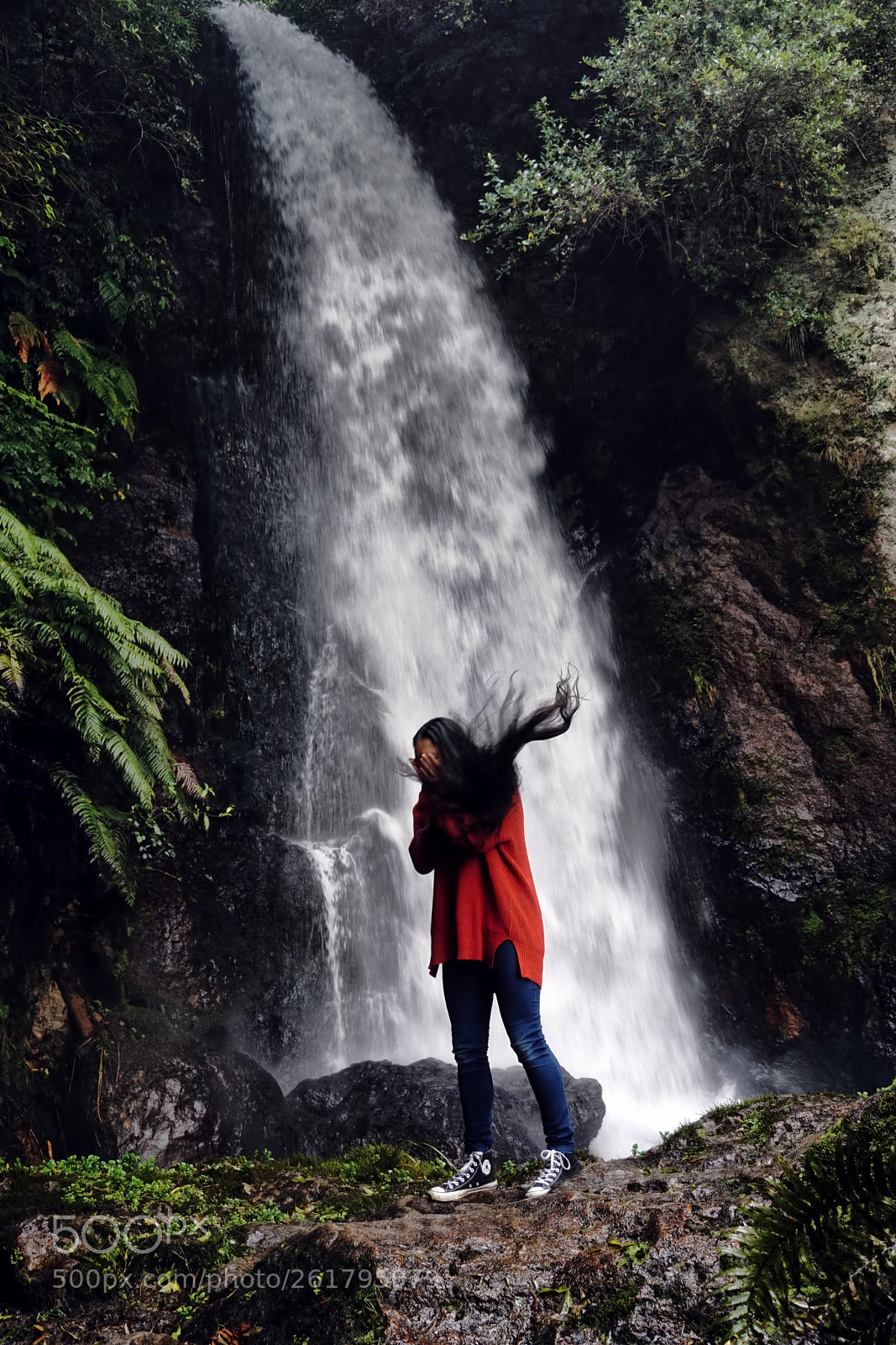 Sony a6000 sample photo. Girl at waterfall photography
