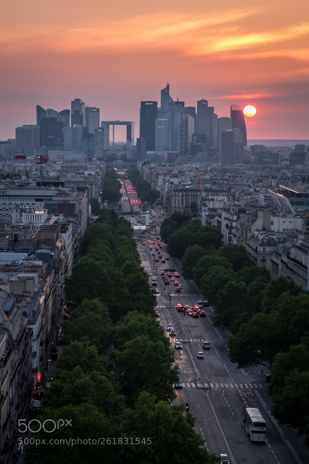 Nikon D5500 sample photo. Sunset behind la defense photography