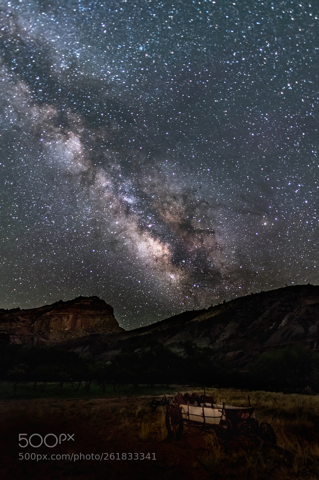 Nikon D850 sample photo. Milky way over wagon photography