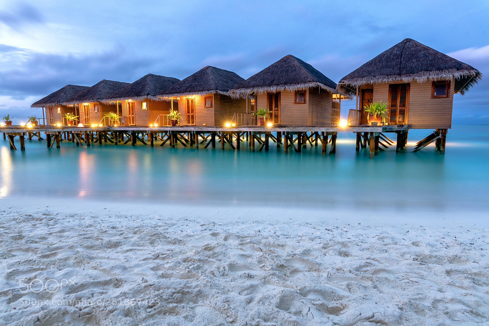 Sony a7R II sample photo. Overwater bungalows at sunset photography