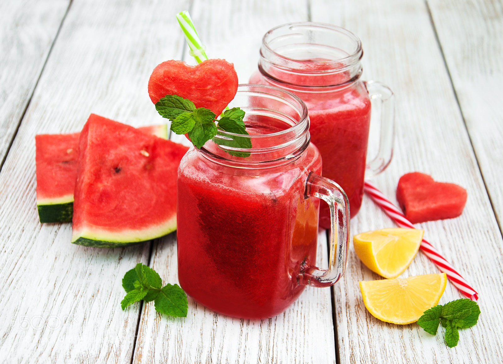 Nikon D90 sample photo. Jars with watermelon smoothie photography