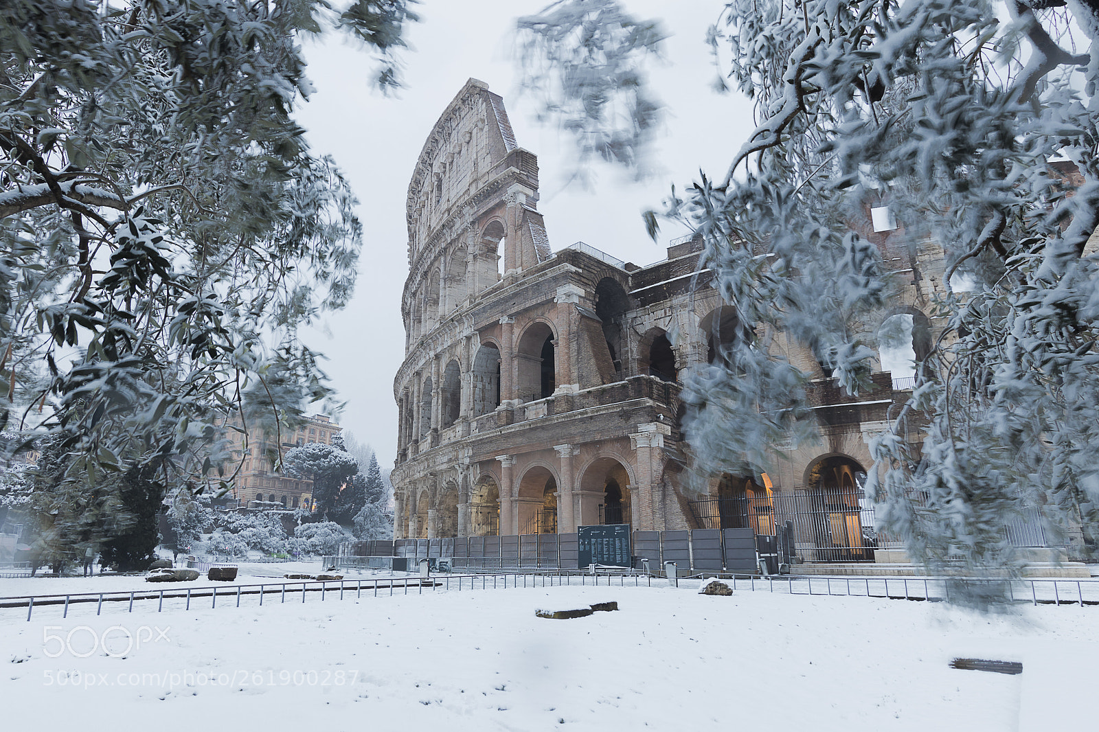 Canon EOS 80D sample photo. Colosseum with snow photography