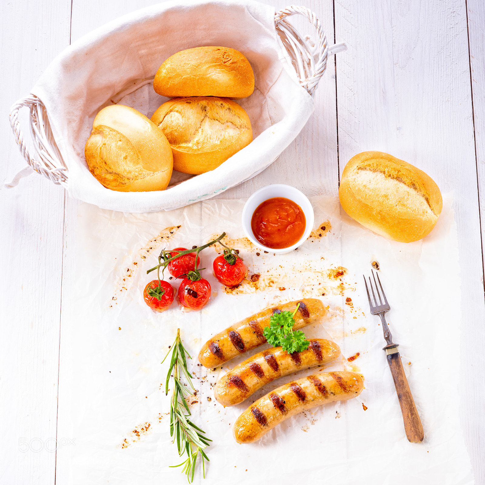 Nikon D810 sample photo. Delicious bratwurst with ketchup photography