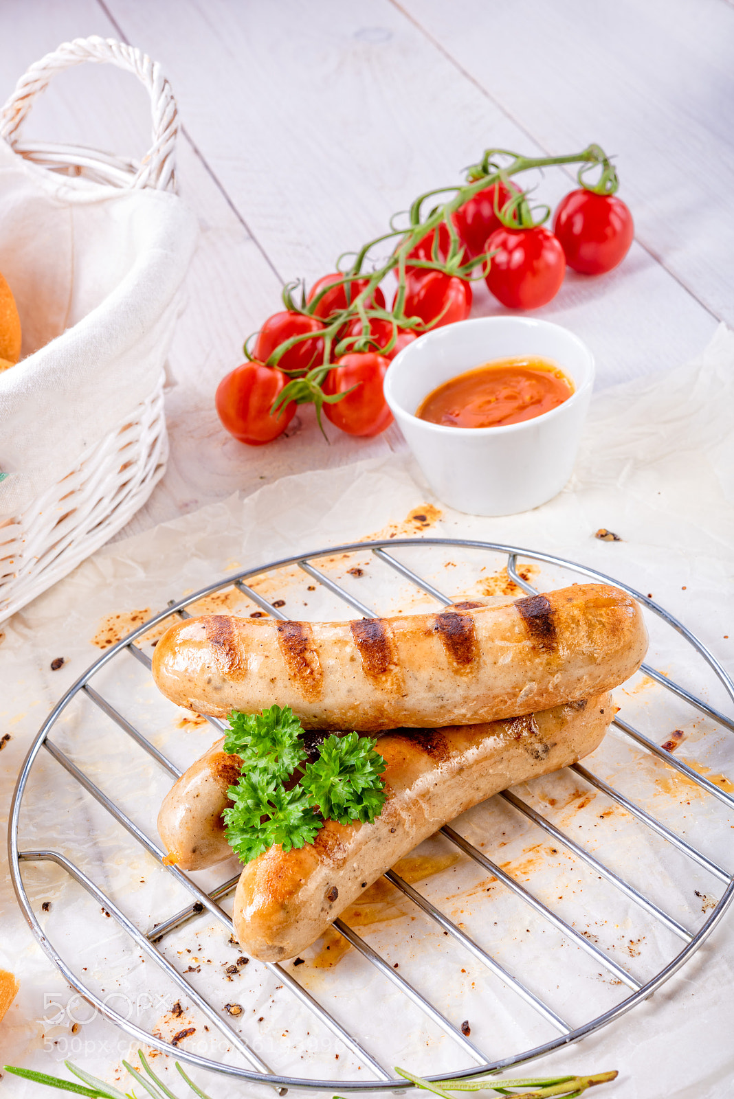 Nikon D810 sample photo. Delicious bratwurst with ketchup photography