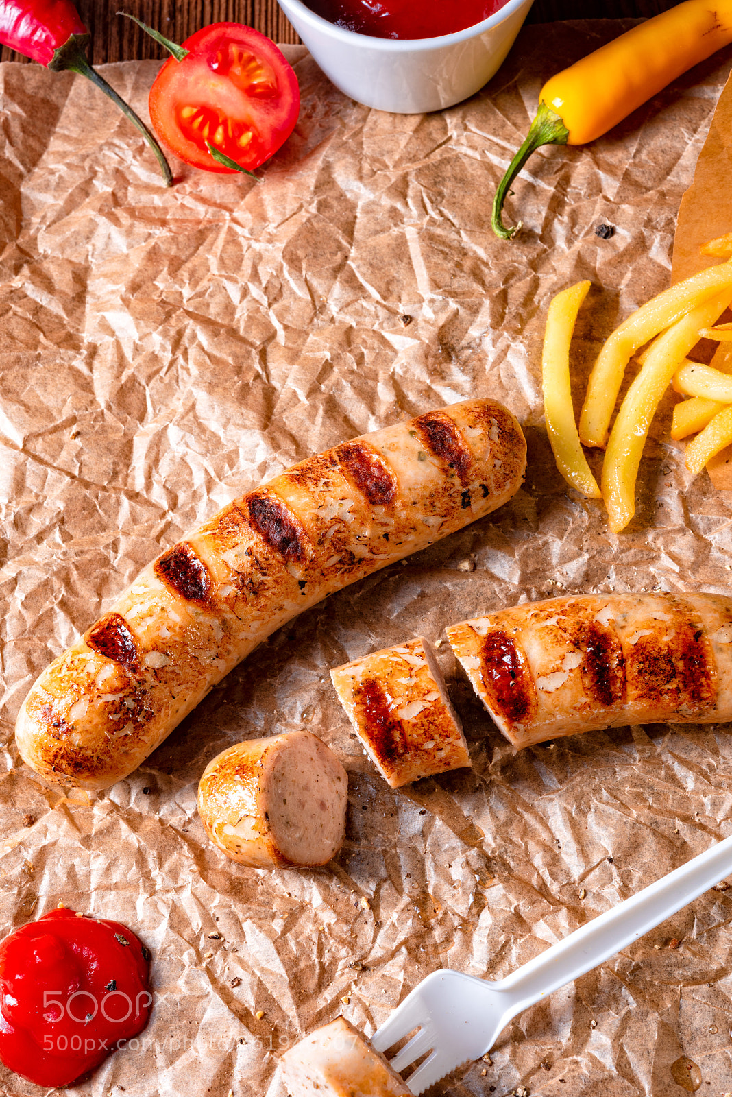 Nikon D810 sample photo. Rustic bratwurst with pommes photography
