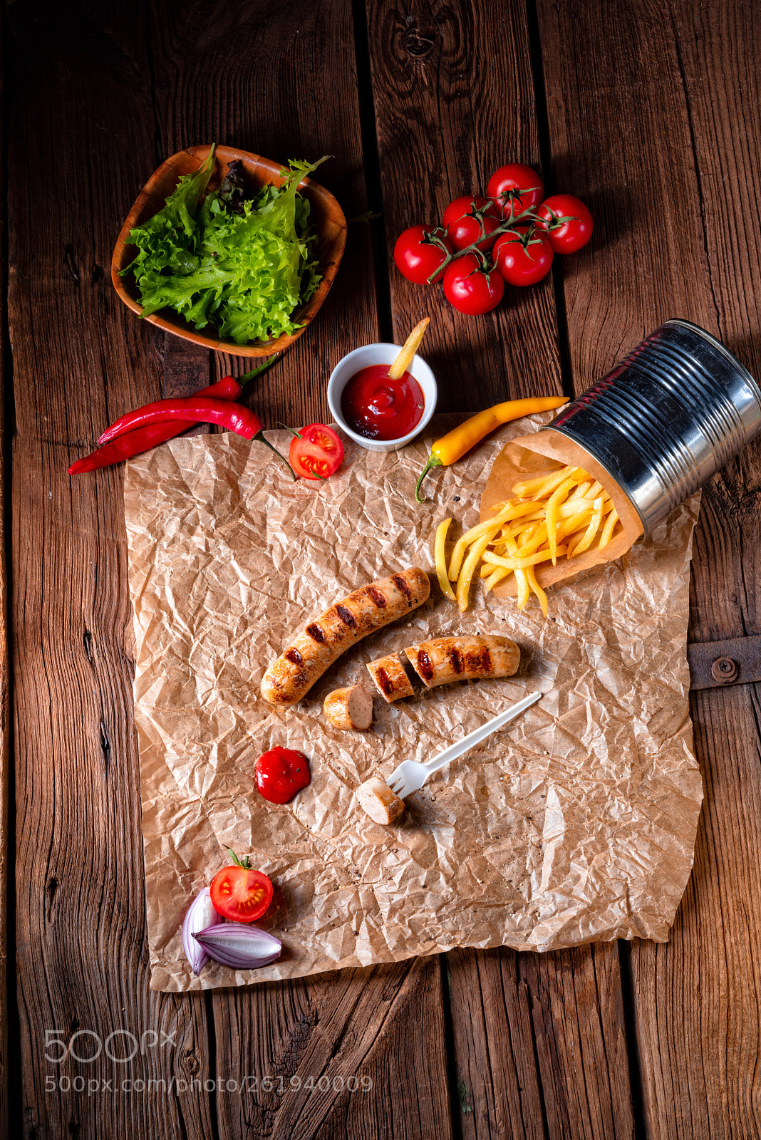 Nikon D810 sample photo. Rustic bratwurst with pommes photography