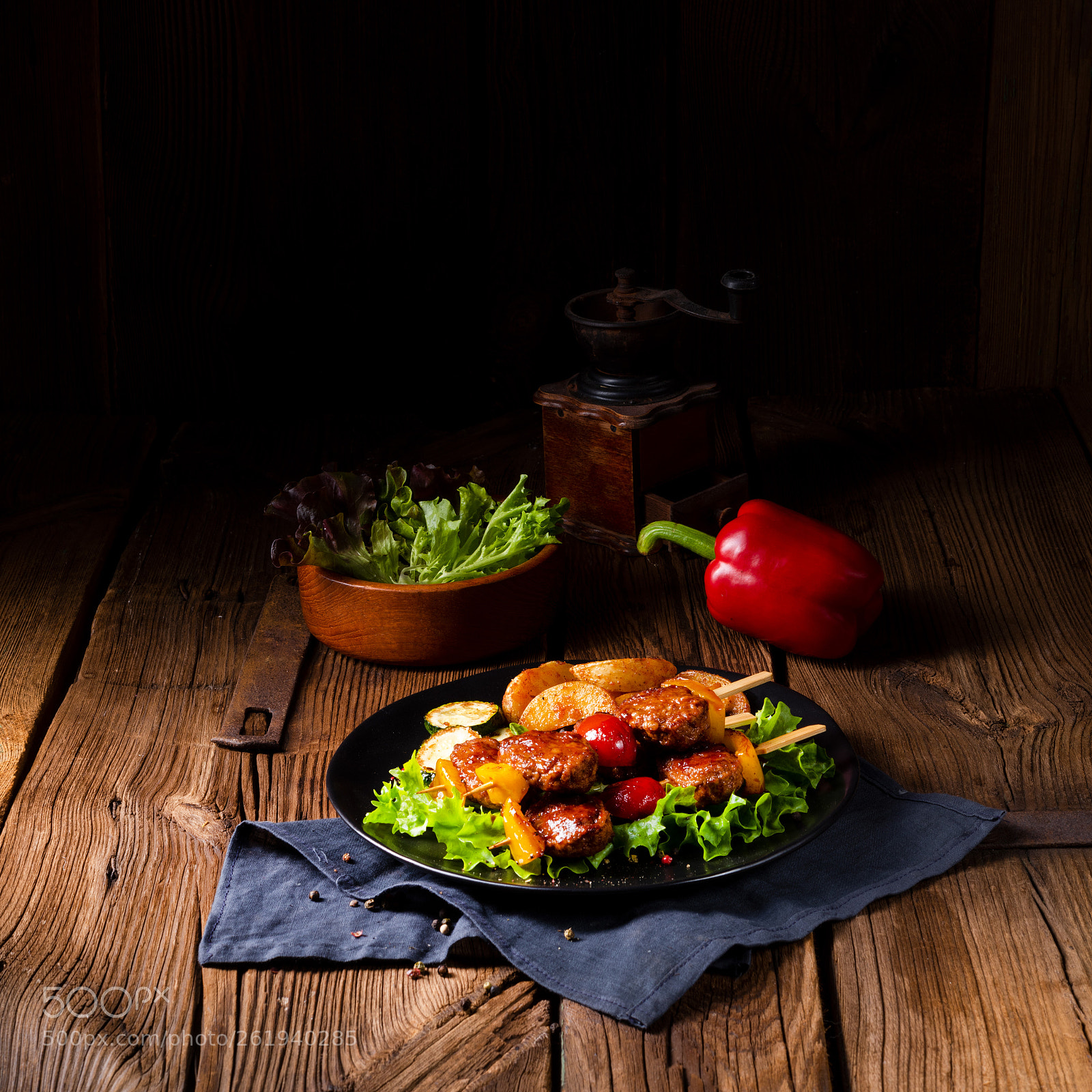 Nikon D810 sample photo. Rustic meatballs skewers of photography