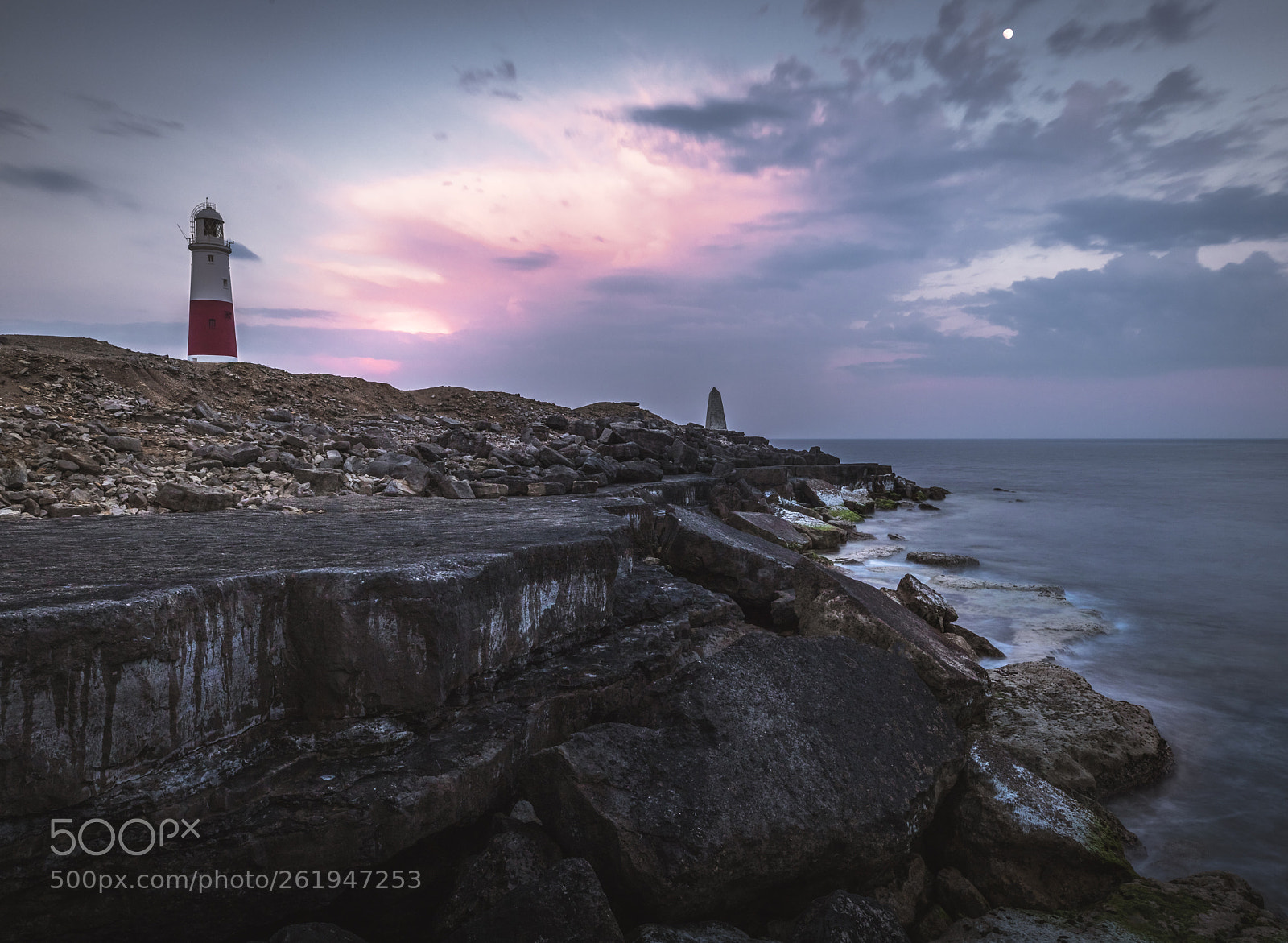 Canon EOS 6D Mark II sample photo. Moon over portland bill photography