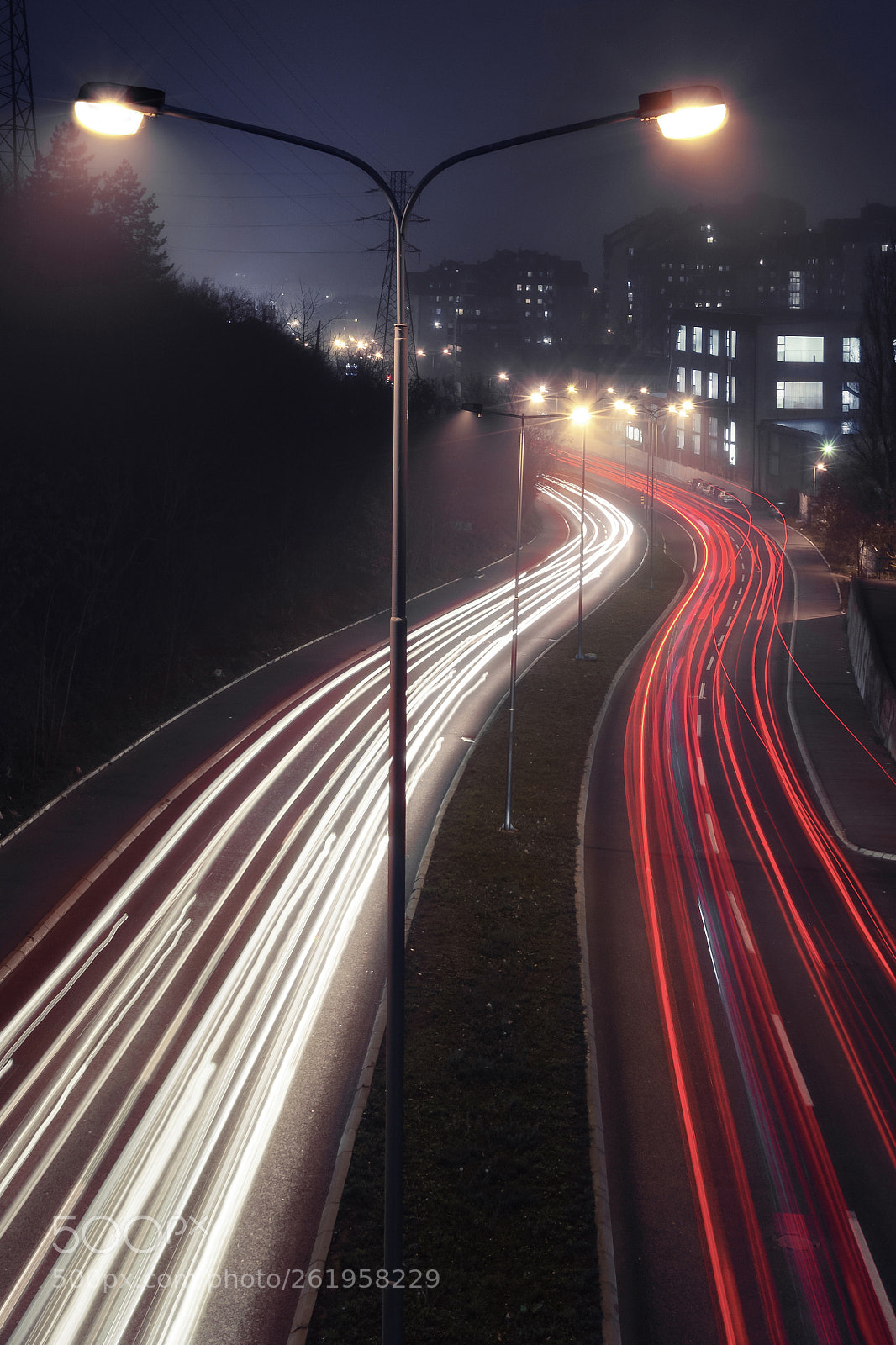 Nikon D3100 sample photo. Traffic light trail at photography