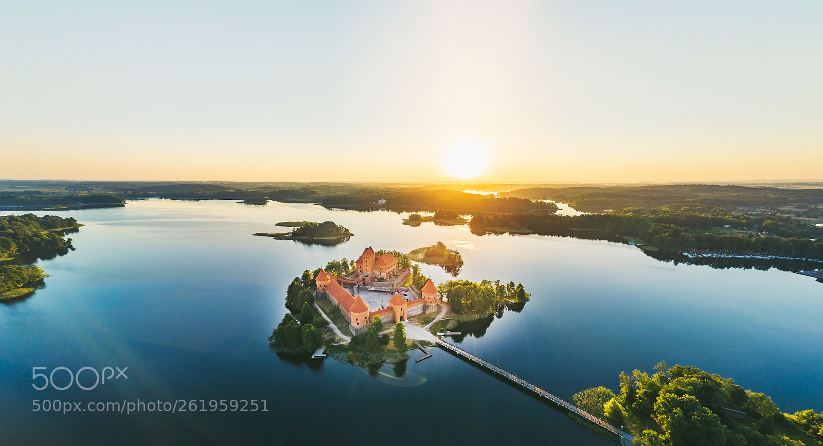 DJI FC220 sample photo. Sunrise panorama trakai island photography
