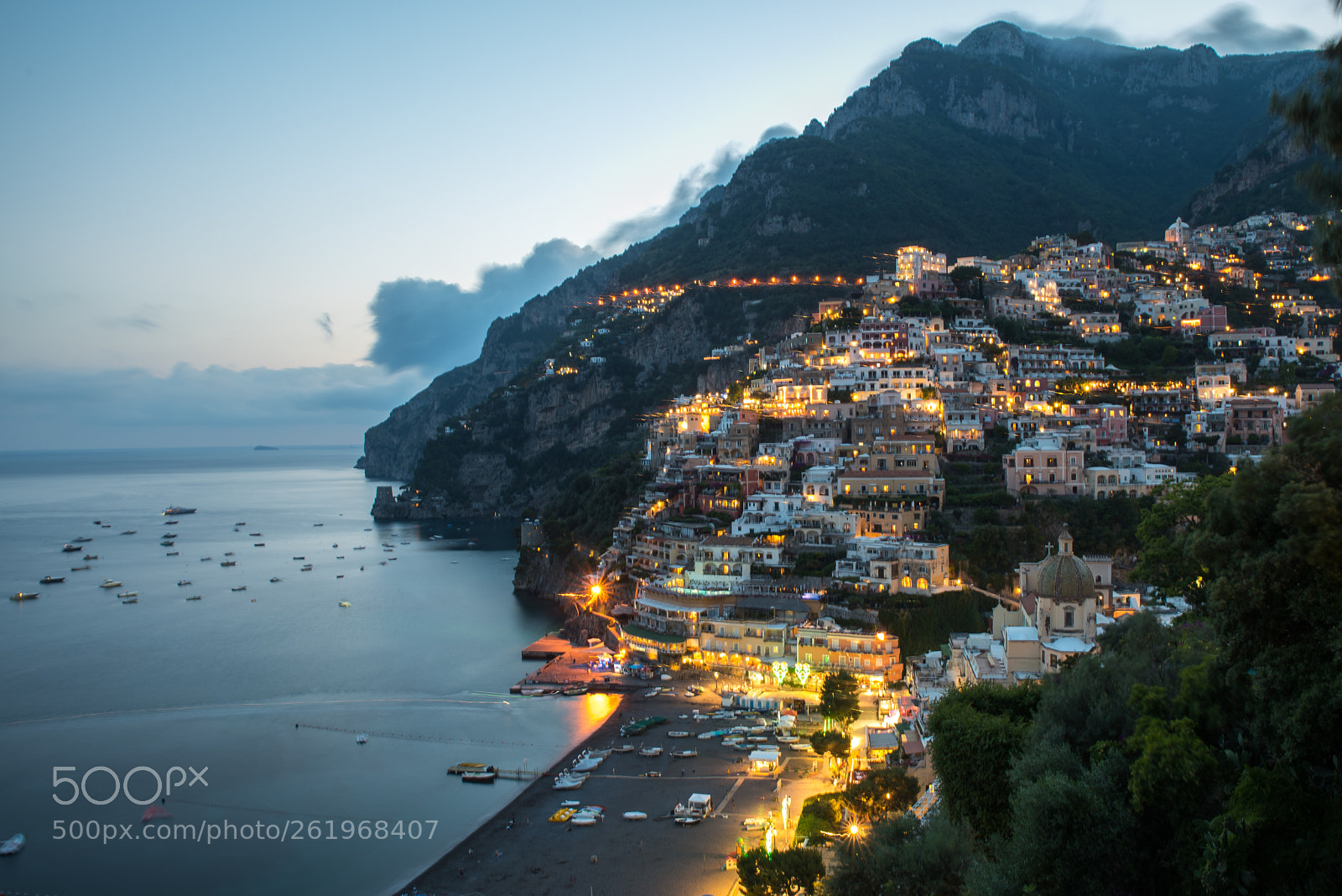 Nikon D810 sample photo. Positano twilight photography