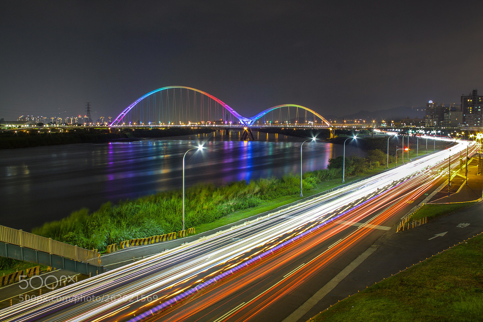 Canon EOS 50D sample photo. Light trails with rainbow photography