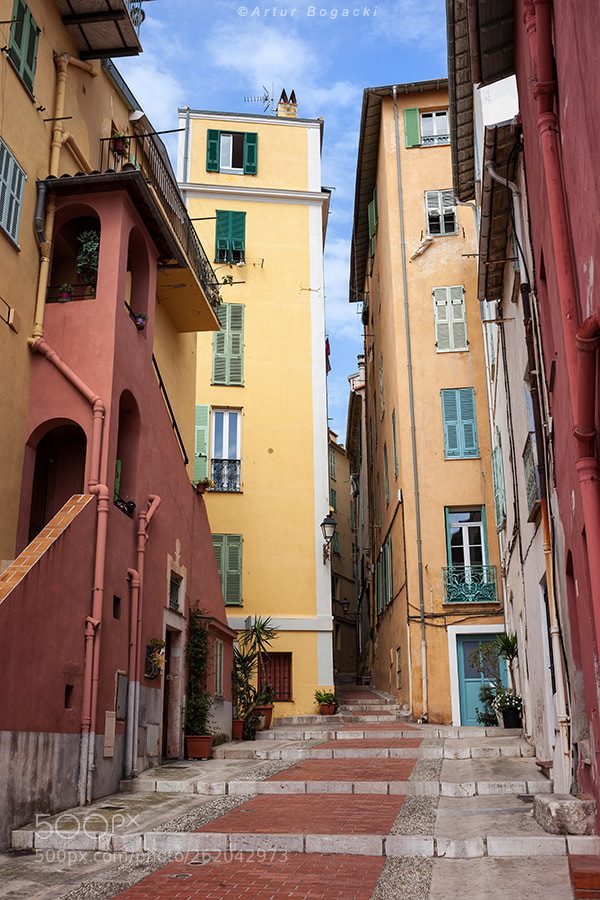 Canon EOS 5D Mark II sample photo. Menton old town houses photography