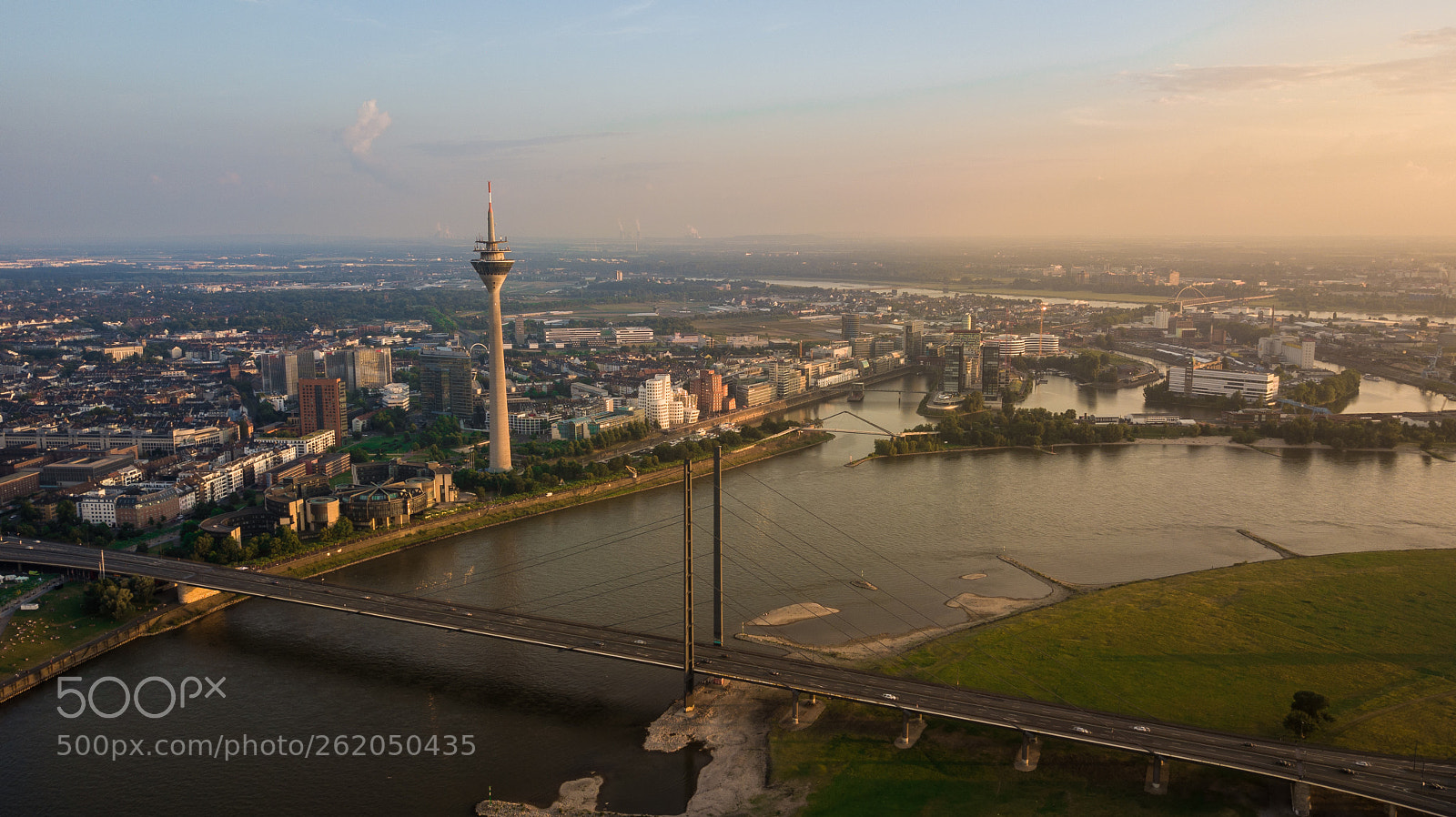 DJI FC220 sample photo. Duesseldorf areal view, rhein photography