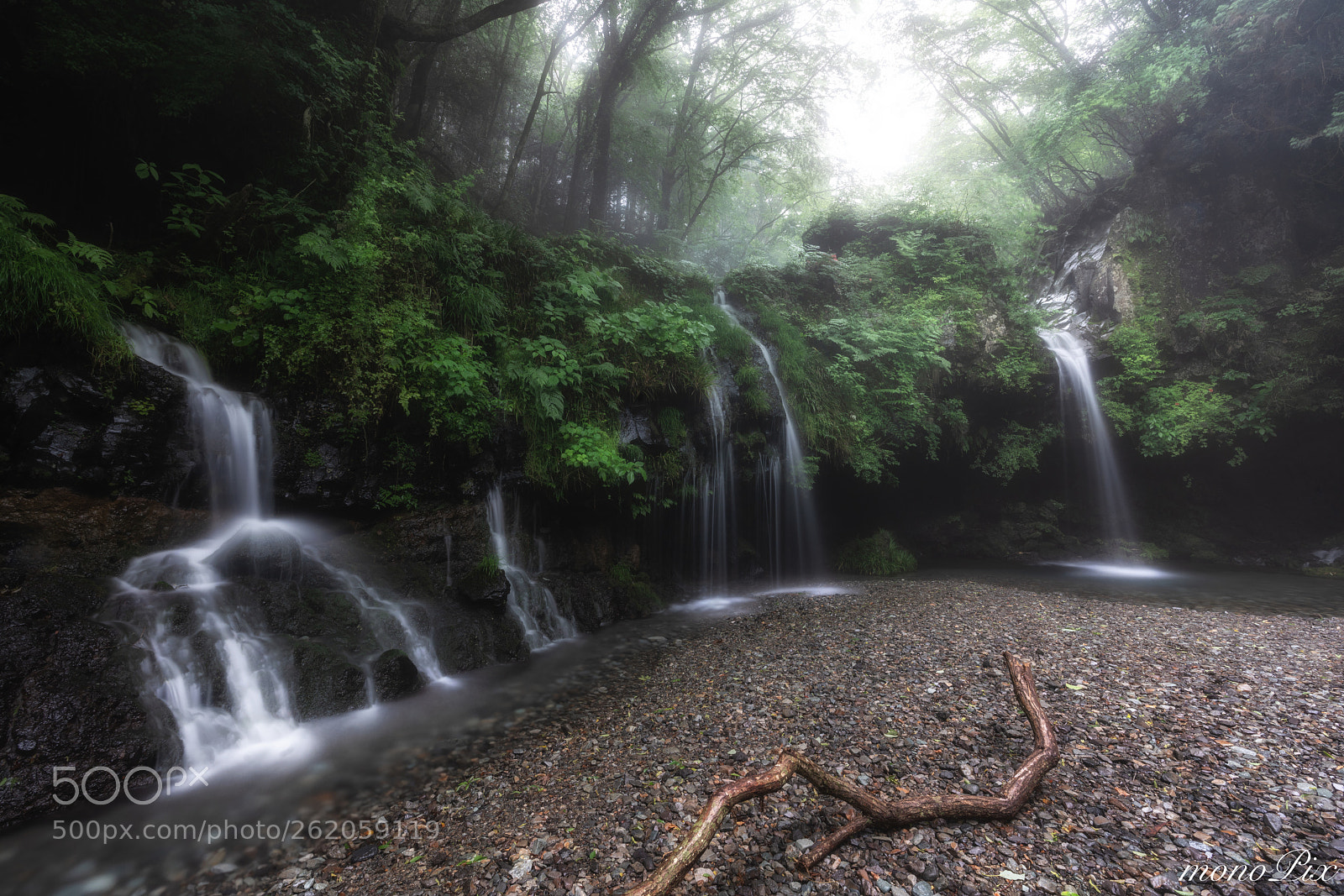 Sony a7R III sample photo. Misty forest waterfall photography