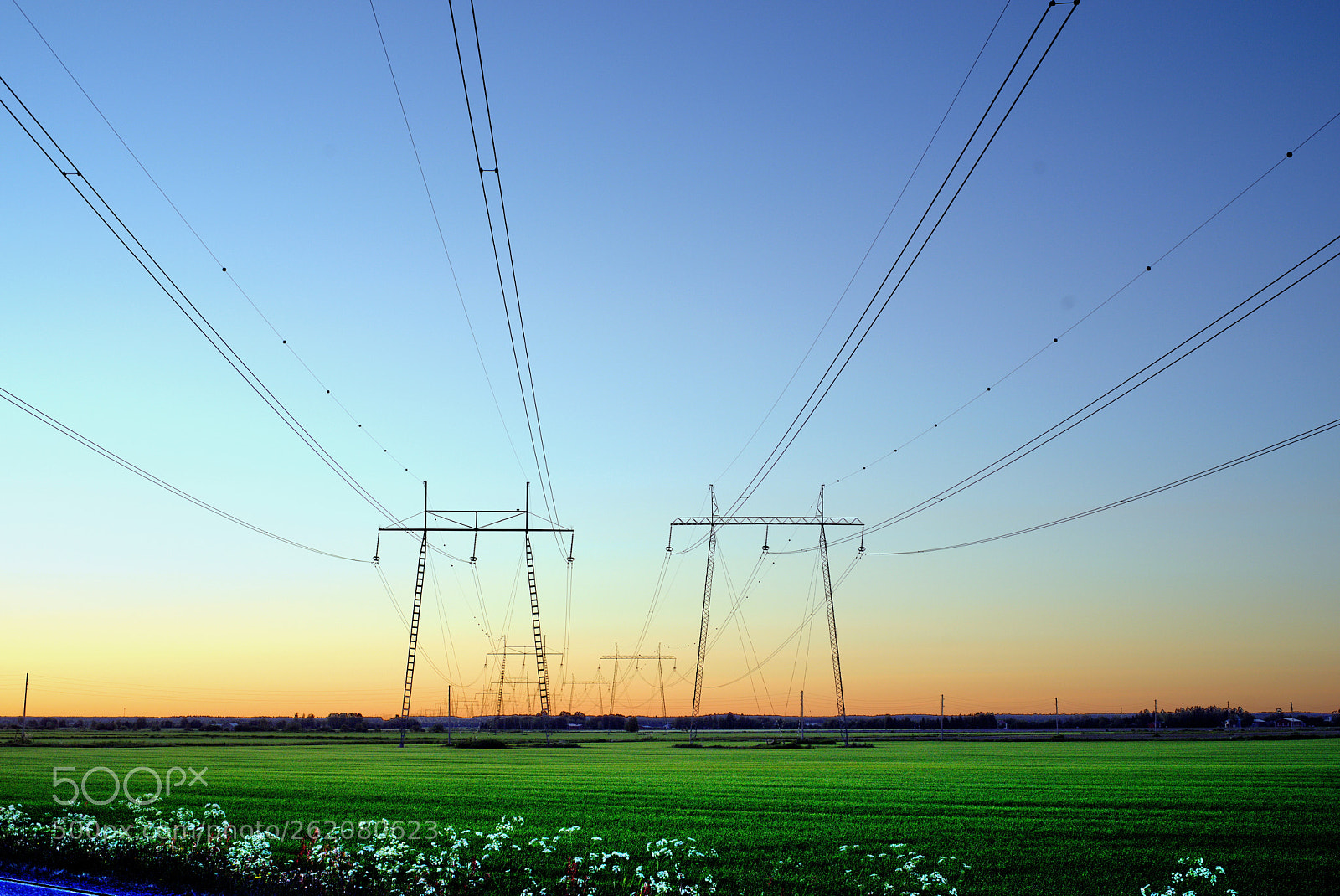Pentax K-1 sample photo. Power line at midnight photography