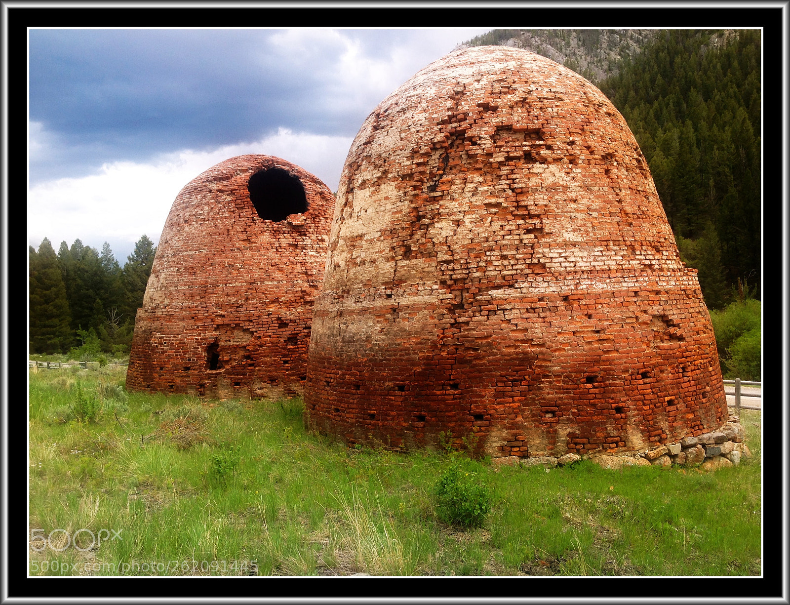 Apple iPad sample photo. Two red brick beehive photography