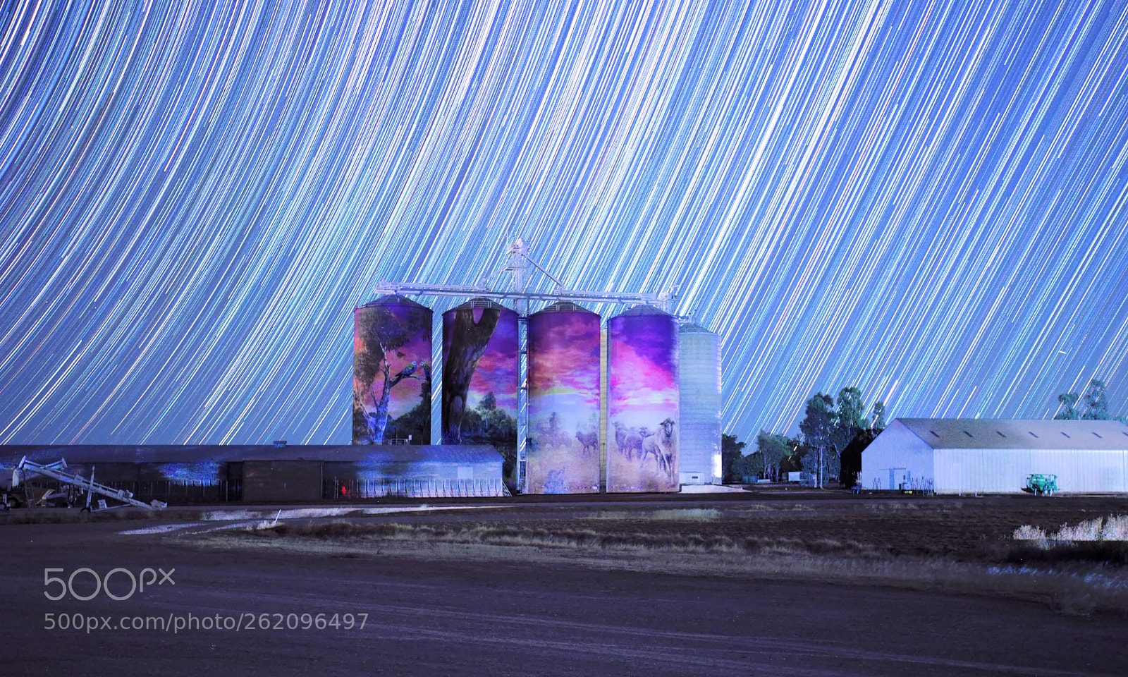 Canon EOS 5D Mark IV sample photo. Star trails painted silos photography