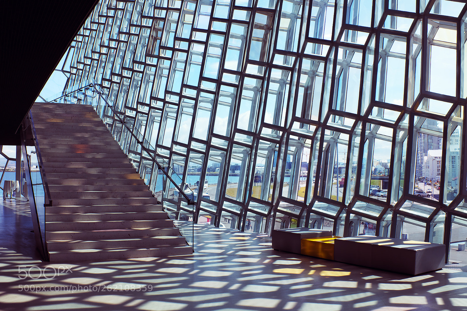 Fujifilm X100T sample photo. Interior staircase and glass photography