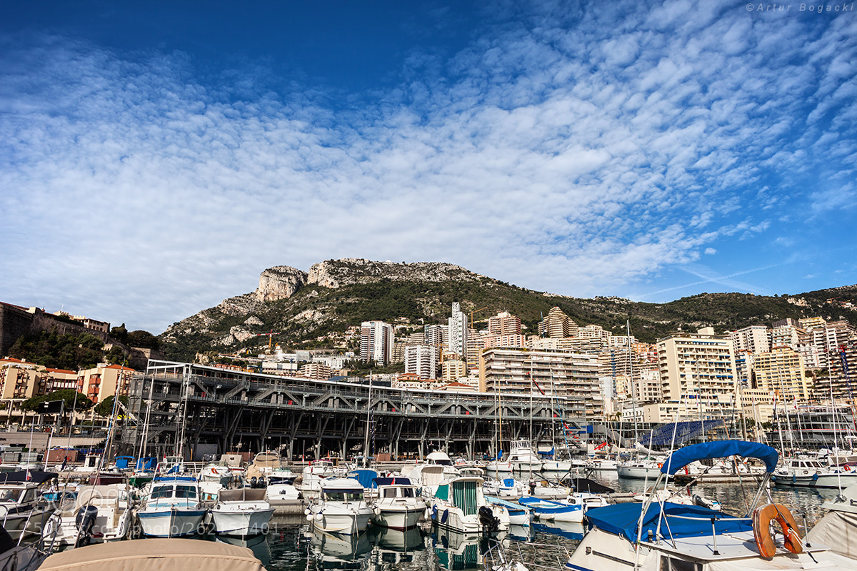 Canon EOS 5D Mark II sample photo. Monaco skyline from port photography