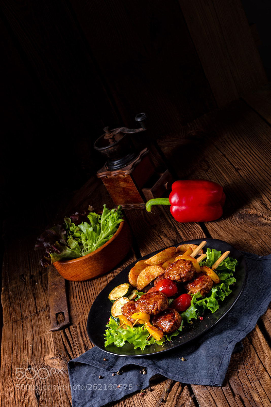 Nikon D810 sample photo. Rustic meatballs skewers of photography