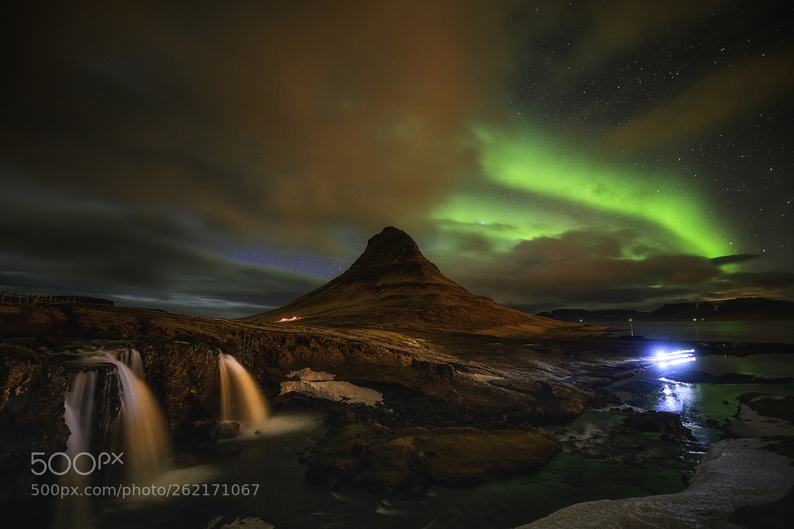 Nikon D850 sample photo. Kirkjufell waterfall at night photography