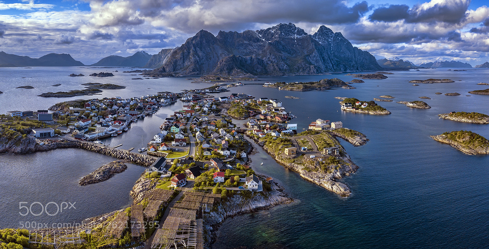DJI FC220 sample photo. Aerial henningsvaer photography