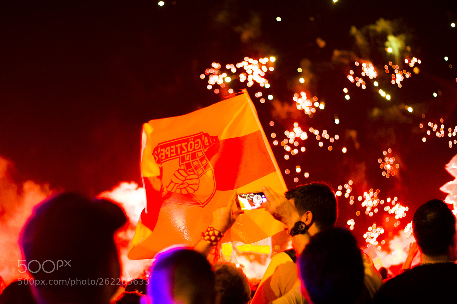 Canon EOS 60D sample photo. Goztepe flag with firework photography