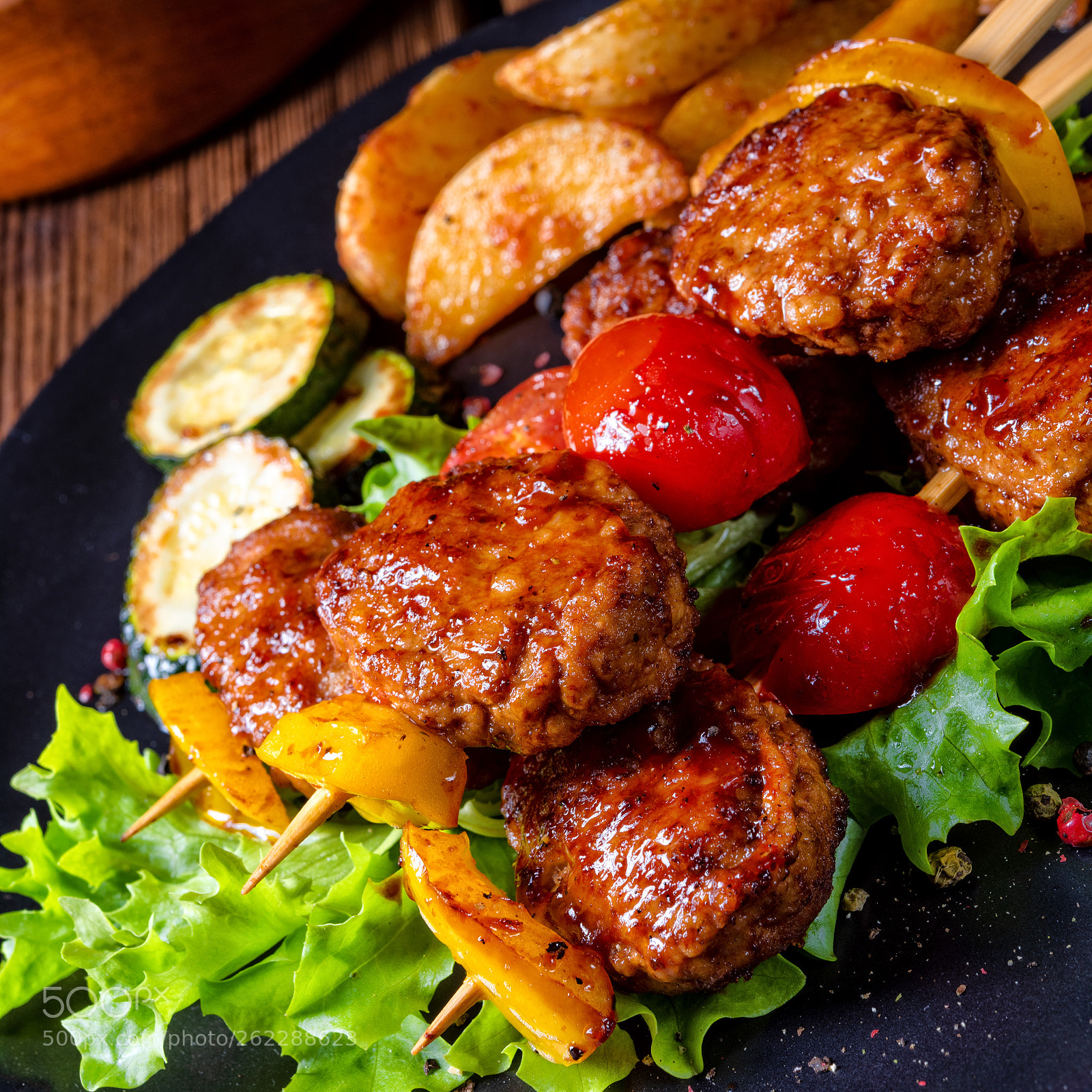 Nikon D810 sample photo. Rustic meatballs skewers of photography
