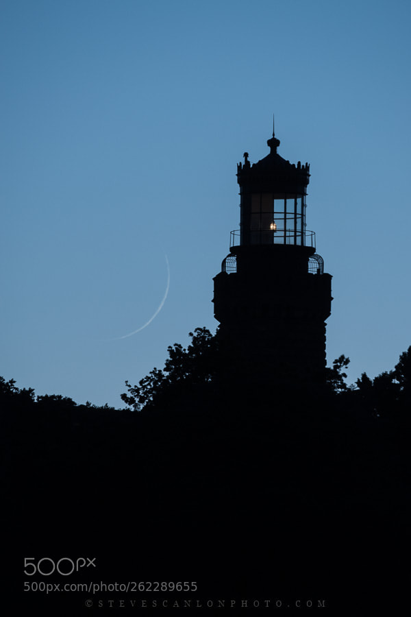 Nikon D5500 sample photo. Twin lights and moon photography
