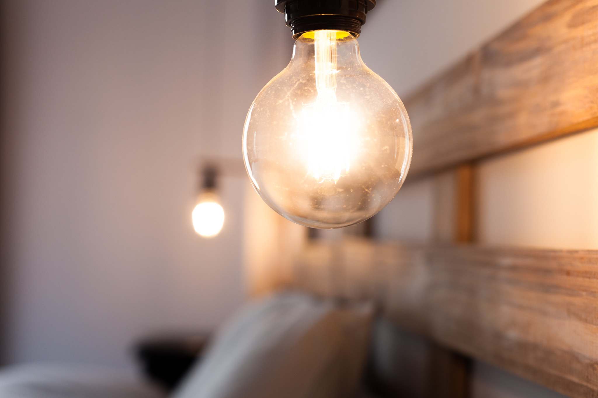 bulb next to the bed in the bedroom