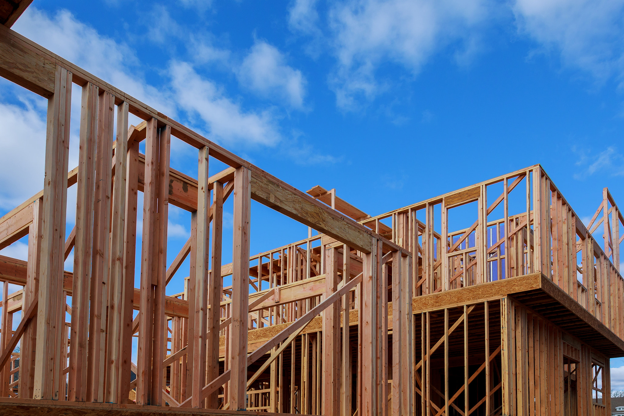 Wood Building frame at Multi-Family Housing Construction Site