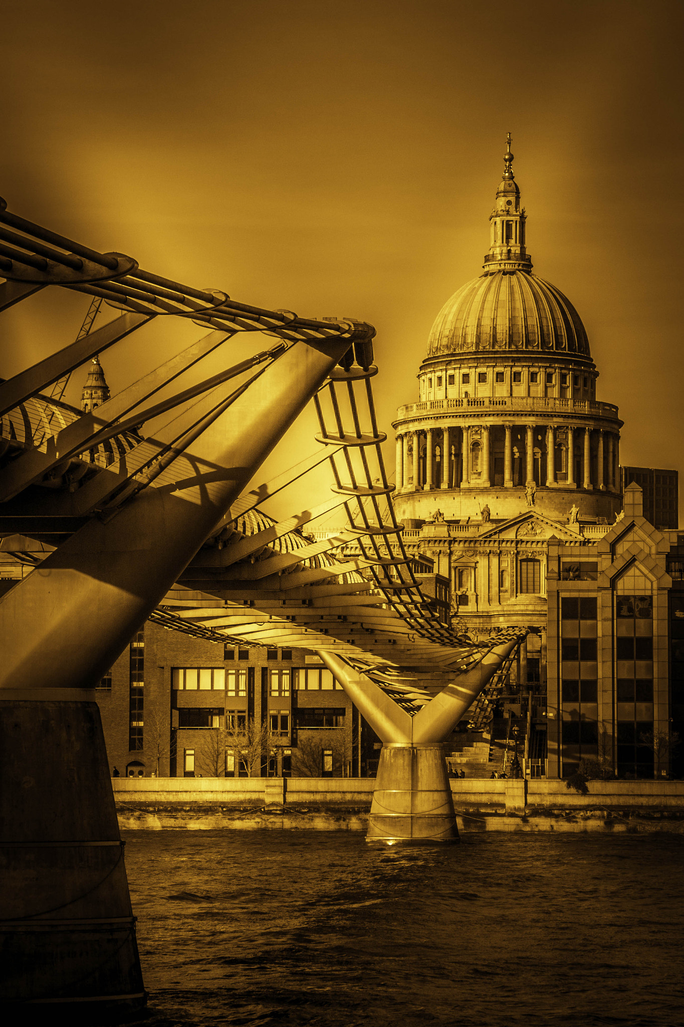 LONDON - JANUARY 27 : Millennium Bridge and St Pauls Cathedral i