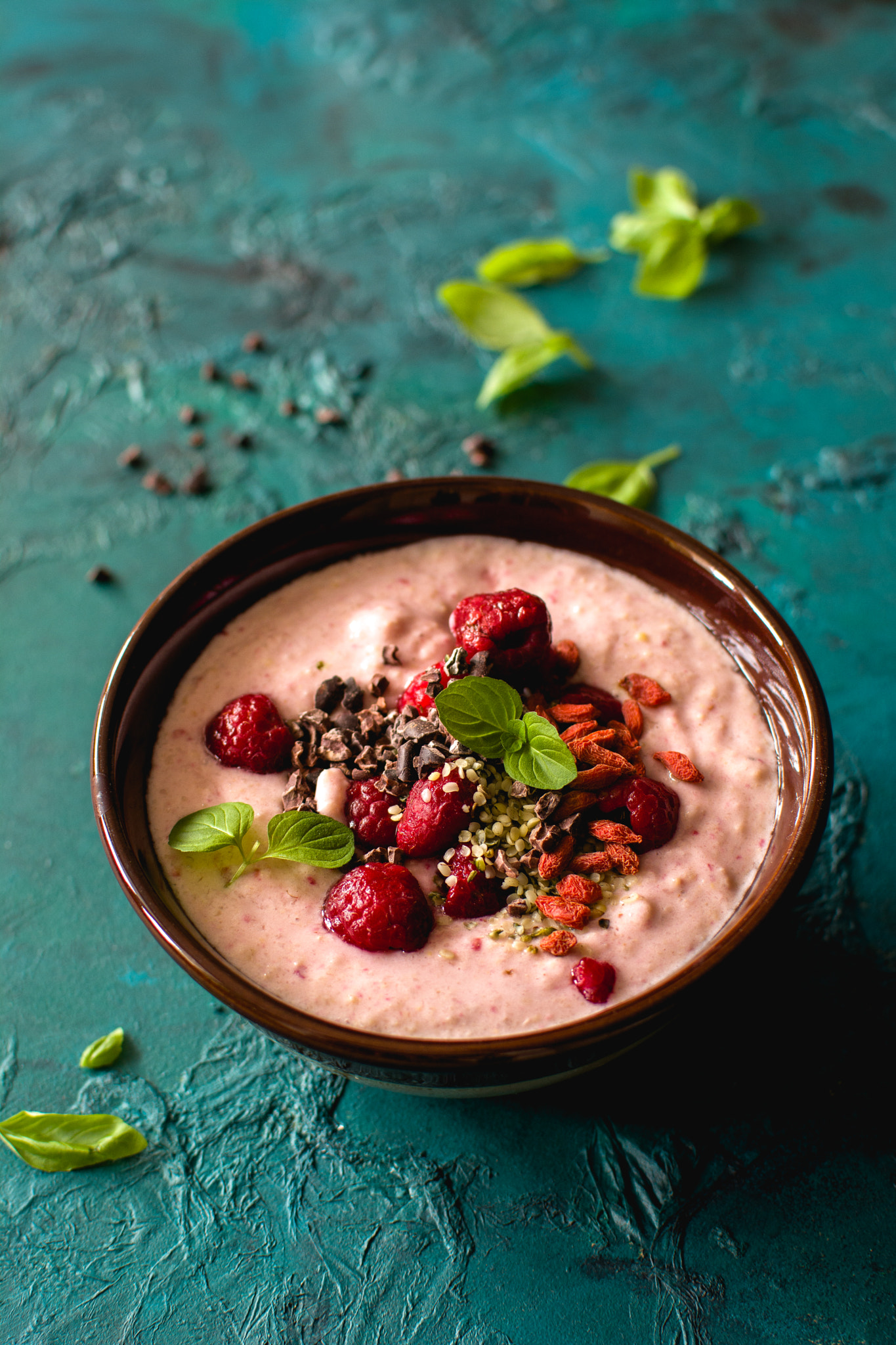 Raspberry millet pudding