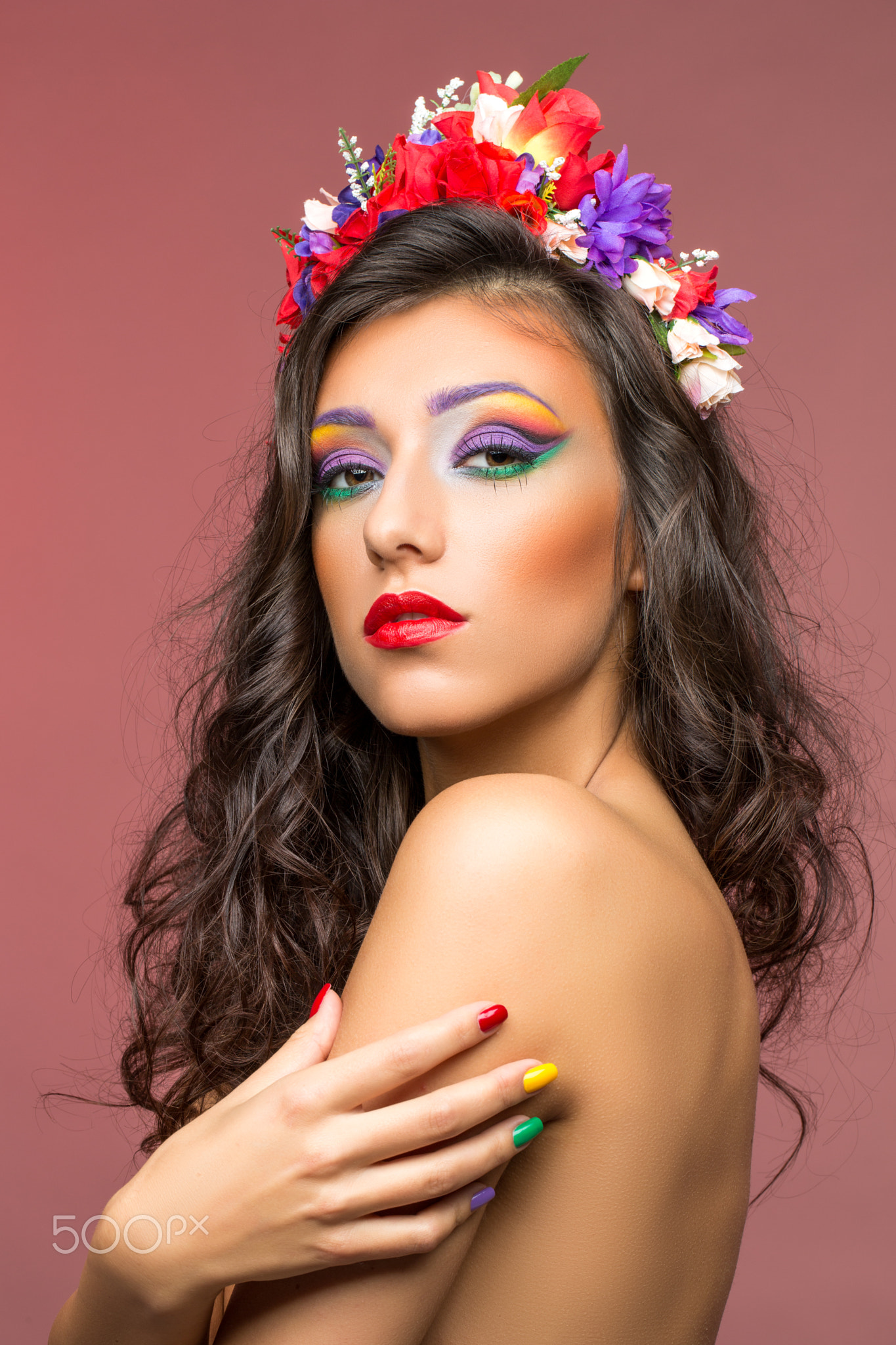 beautiful girl with flower accessories