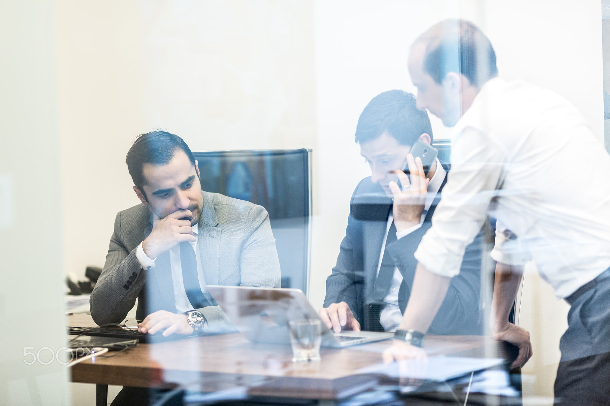 Corporate businessteam working in modern office.