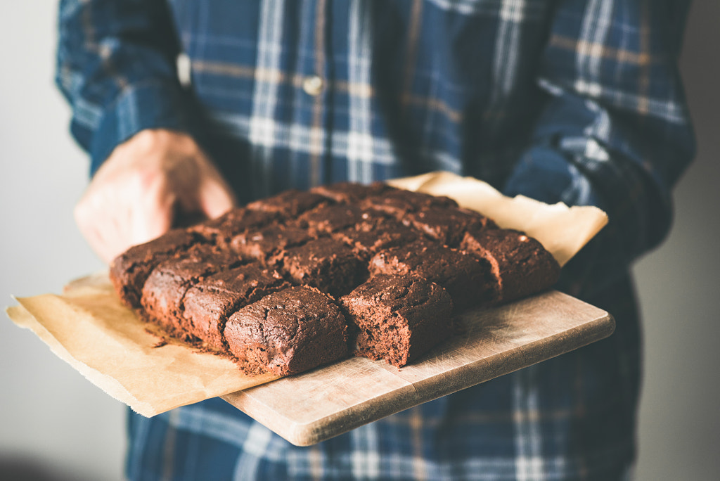 Vegan chocolate brownies on baking sheet, marijuana chocolate cakes by Vladislav Nosick on 500px.com