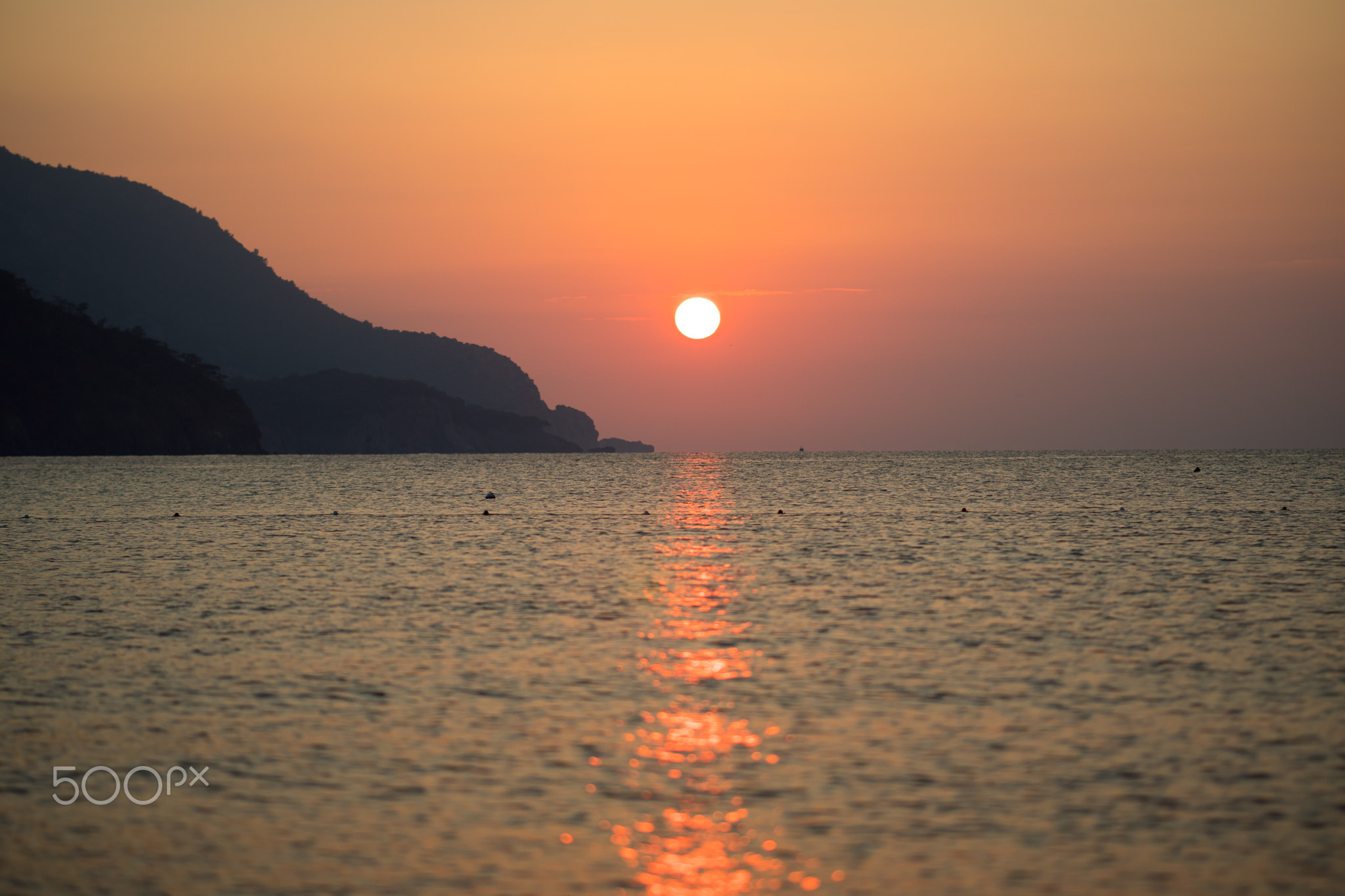 Sunrise sun above sea and sky Turkey