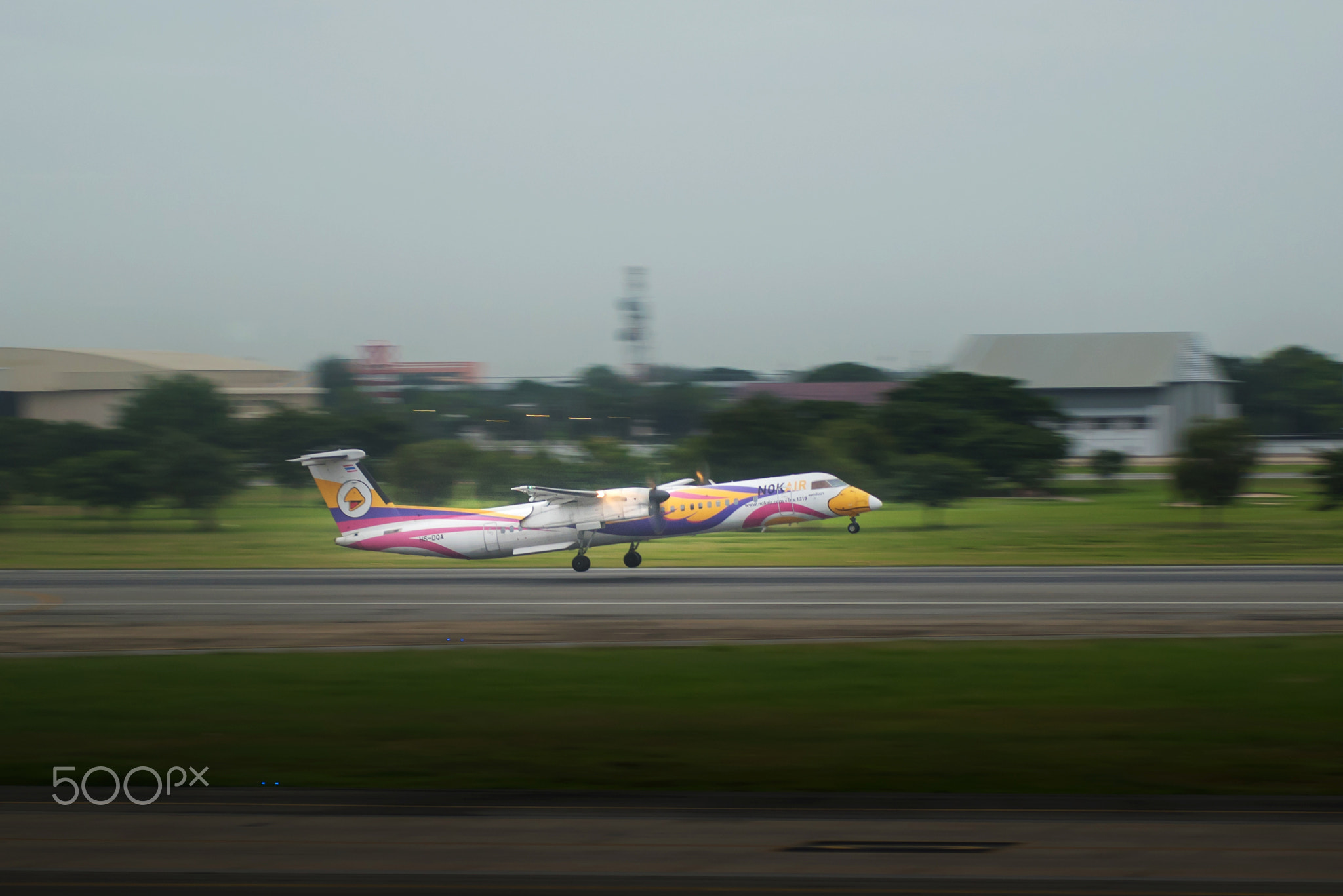 Bangkok, Thailand, 13th Aug 2018: Nok Air Reg. no. HS-DQA Dash8