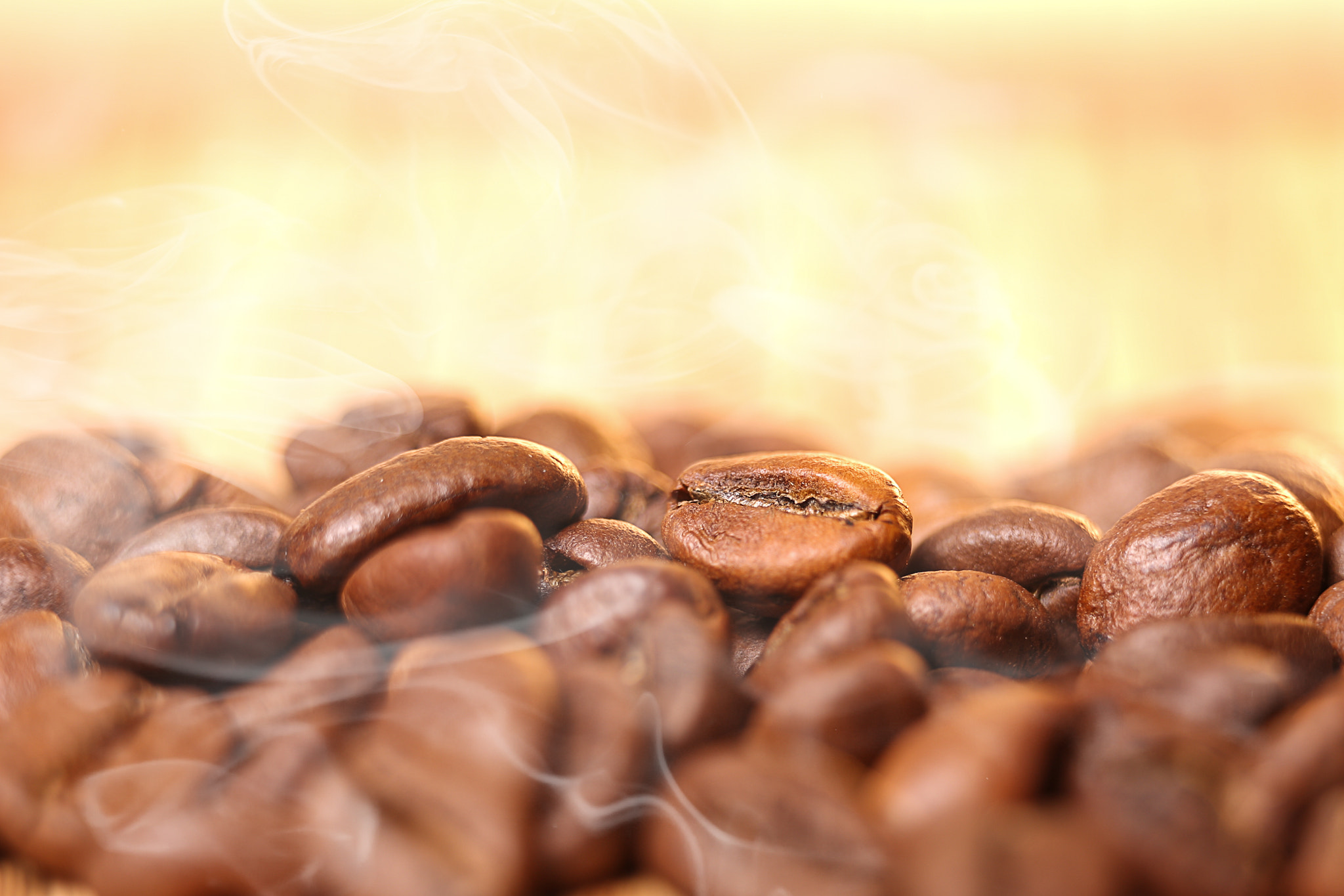 Macro photo of coffee beans, low depth of focus