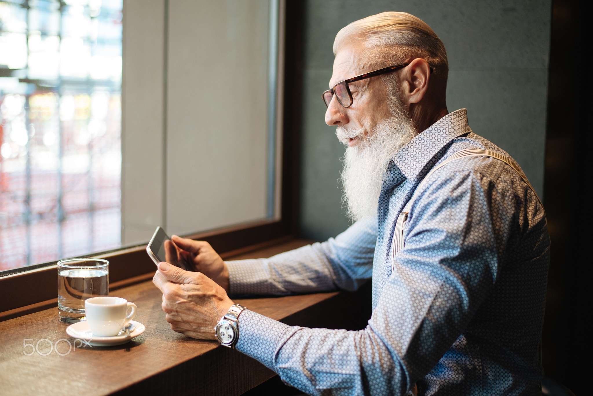 Senior hipster with stylish beard portraits