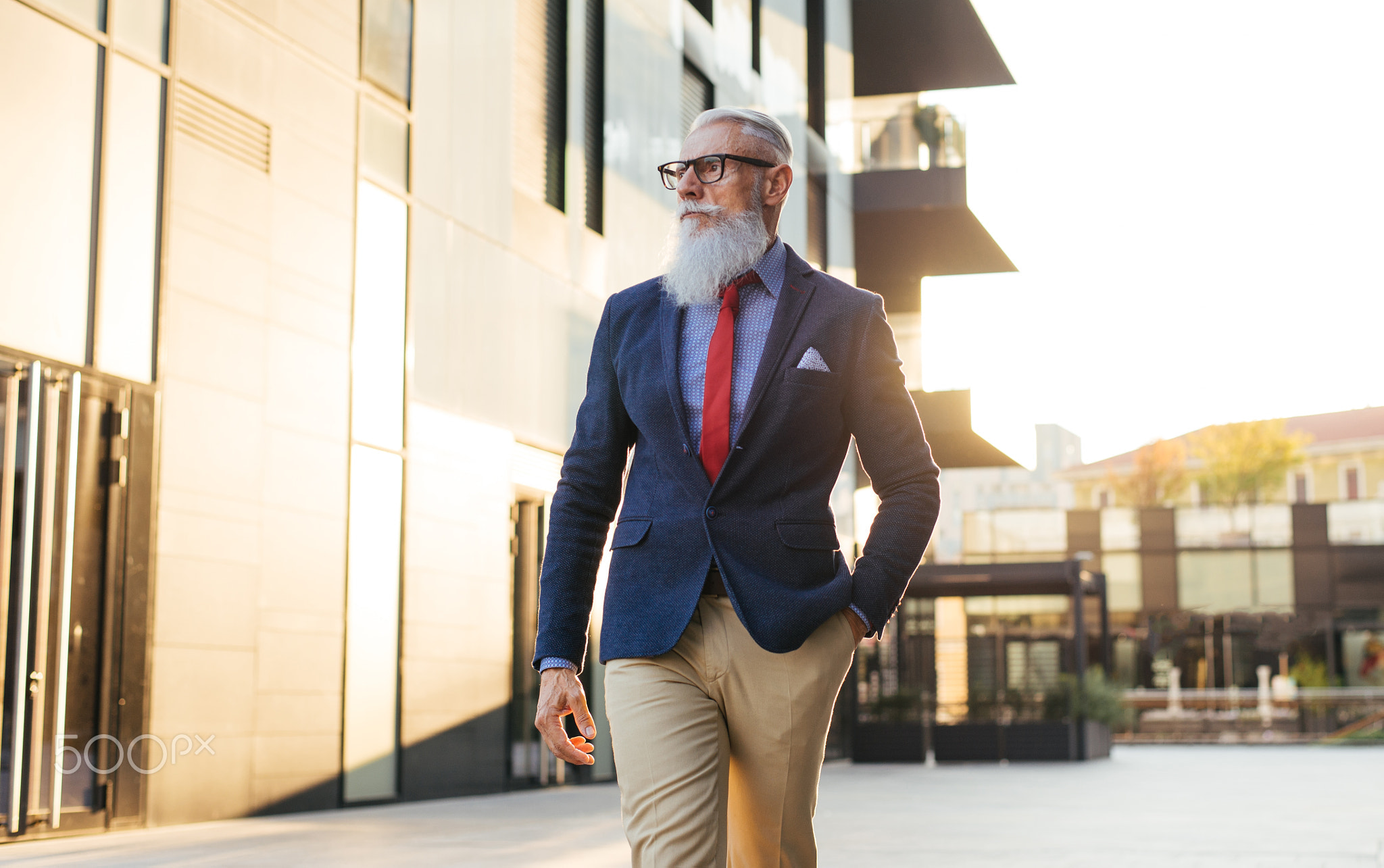 Senior hipster with stylish beard portraits