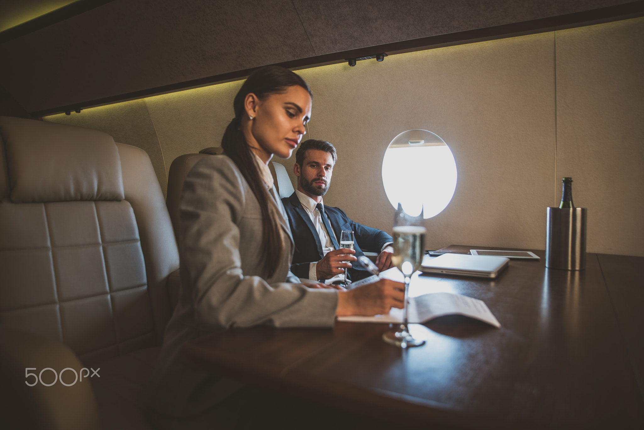 Business team on the private jet