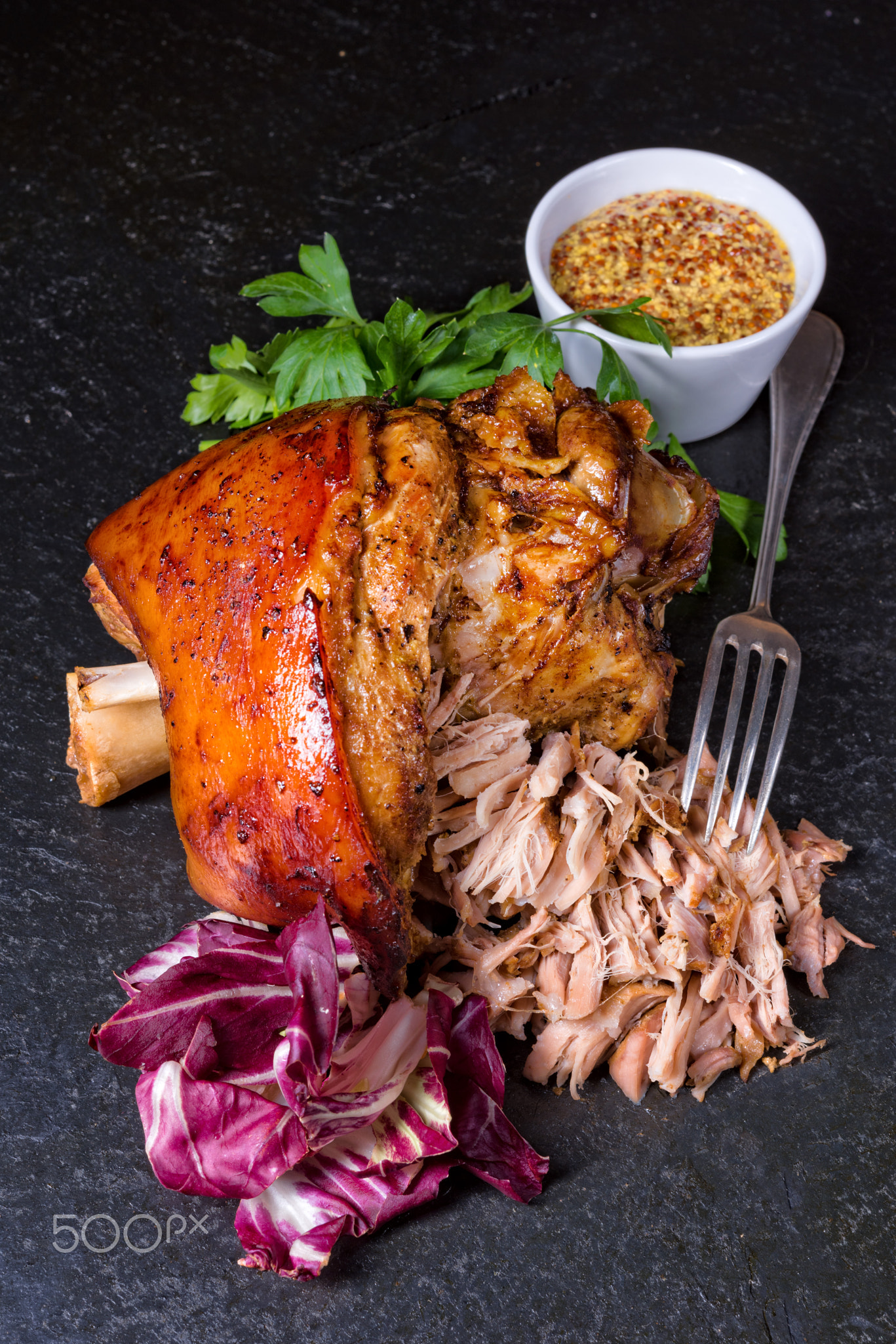 crispy fried Bavarian pork knuckle with soft meat