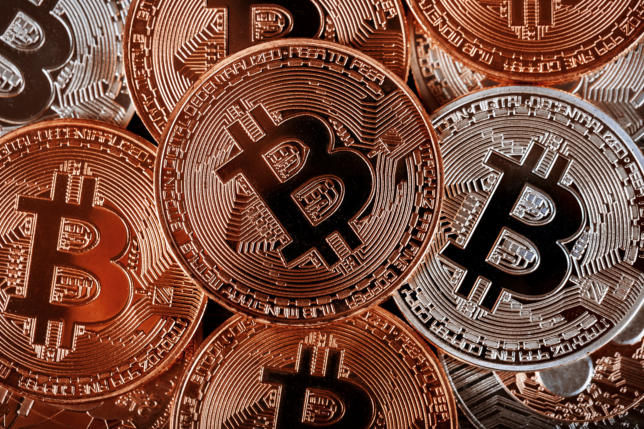 Bitcoin Cryptocurrency pile background Bitcoin is a new currency