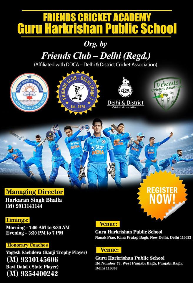 Friends Cricket Academy in Delhi